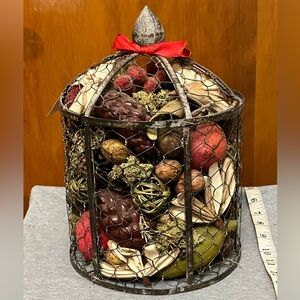 Decorative Wire Cage with Assorted Natural Accents great condition